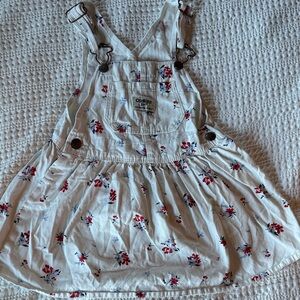 Toddler girls OshKosh B'gosh Cream Floral Denim-Style Pinafore